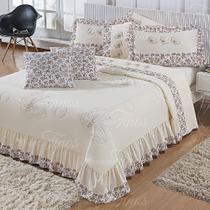 Kit Cobre Leito Bordado Naturalle Super King 07 Peças - Palha