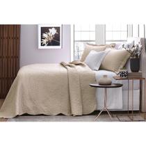 Kit Cobre Leito Bordado Queen 3 Peças 260x240cm Ipê Bege Bouti Jolitex
