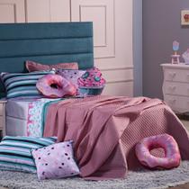 Kit Cobre Leito Cake Donuts Dupla Face c/ Almofadas Solteiro 06 Peças