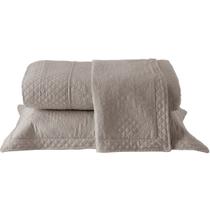 Kit Cobre Leito Cama King Liso Colcha Dupla Face Luxo Provence Rozac 3 Pçs