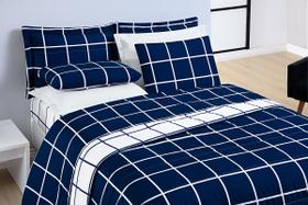 Kit Cobre Leito Cama Super King Size Dupla Face Grid 200Fios