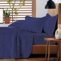 Kit Cobre Leito Casal 3 Peças Fine Malha Algodão Colcha Matelada Liso