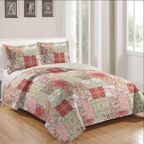 Kit Cobre Leito Casal 3 peças Patchwork Bouti Siena 100% Poliéster