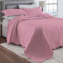 Kit Cobre Leito Casal Classic Liso Ultrasonic + 2 Porta-travesseiros Floral Azalea