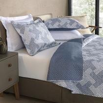 Kit Cobre Leito Casal Colcha 3 Peças Boutis Estampada Dupla Face Porta Travesseiro Aba Americana