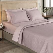 Kit Cobre Leito Casal Colcha 3 Peças Boutis Lisa Dupla Face Porta Travesseiro Aba Americana