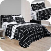 Kit Cobre Leito Casal Dustin 200 Fios Com Jogo De Lençol - 7 Peças Preto Kit Cobre Leito Casal Dustin 200 Fios Com Jogo De Lençol - 7 Peças Preto