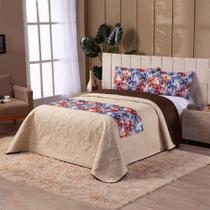 Kit Cobre Leito Casal e Queen 400 Fios Estampado com Matelado Ultrasônico 1 Peseira e 02 Fronhas Aveludadas 2,40 X 2,50 Metros Toque Macio Supremo Casa Dona