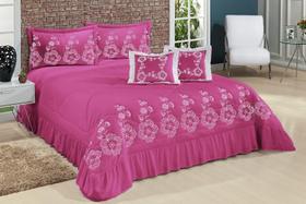 Kit Cobre Leito Casal King Amore 07 Peças Bordado Colcha - Pink Kit Cobre Leito Casal King Amore 07 Peças Bordado Colcha - Pink