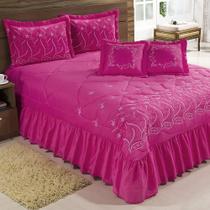 Kit Cobre Leito Casal King Desejos 07 Peças Bordado - Pink Kit Cobre Leito Casal King Desejos 07 Peças Bordado - Pink