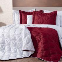 Kit Cobre Leito Casal King Diamante 3 Peças 180 Fios Dupla Face Vinho