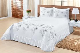 Kit Cobre Leito Casal King Lírio 03 Peças - Branco