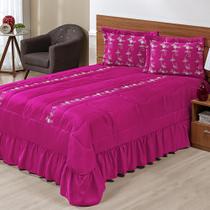 Kit Cobre Leito Casal King Lisse 03 Peças Colcha Pink Kit Cobre Leito Casal King Lisse 03 Peças Colcha Pink