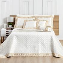 Kit Cobre Leito Casal Luxo 6 Peças Percal 200 Fios Bordado