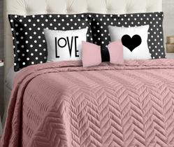 Kit cobre leito casal padrão 8 peças maria rose com almofada laço