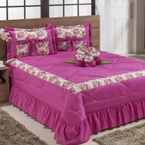 Kit Cobre Leito Casal Queen Amazonas 04 Peças Colcha - Pink
