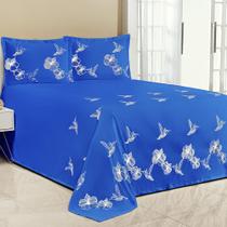 Kit Cobre Leito Casal Queen Beija Flor 3 Peças Bordado Micropercal Royal