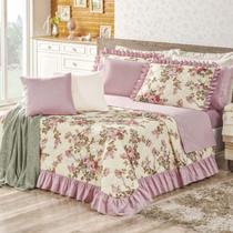 Kit Cobre Leito Casal Queen Bruna 5 Peças 180 Fios Rosê