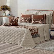 Kit Cobre Leito Casal Queen Completo 10 Peças Turin Premium Cor Cáqui Mandala