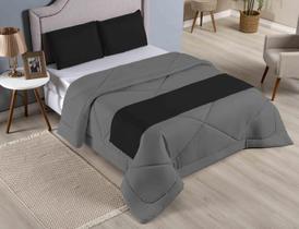 kit Cobre Leito Casal Queen Ducasa dupla face Preto/Cinza com 4pçs