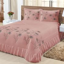 Kit Cobre Leito Casal Queen Lírio 03 Peças Colcha - Salmão Kit Cobre Leito Casal Queen Lírio 03 Peças Colcha - Salmão