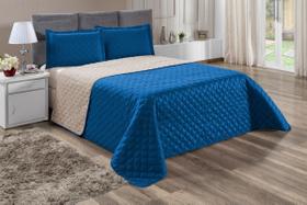 Kit Cobre Leito Casal Queen Realeza 3 Peças Azul