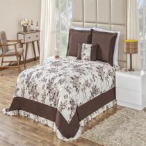 Kit cobre leito casal queen Riviera percal 180 fios 5 peças floral tabaco Kit cobre leito casal queen Riviera percal 180 fios 5 peças floral tabaco
