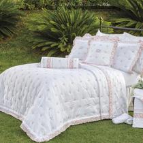 Kit Cobre Leito Casal Queen Rivieri 5 Peças Bordado 100% Algodão 600 Fios Branco Kit Cobre Leito Casal Queen Rivieri 5 Peças Bordado 100% Algodão 600 Fios Branco