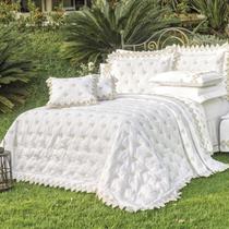 Kit Cobre Leito Casal Queen Sensualle 5 Peças Bordado 100% Algodão 400 Fios Branco Kit Cobre Leito Casal Queen Sensualle 5 Peças Bordado 100% Algodão 400 Fios Branco