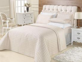 Kit Cobre Leito Casal Queen Top Line 3 Pçs 180 Fios Marfim - Vilela Enxovais