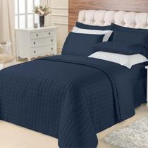 Kit Cobre Leito Casal Queen Top Line 3 Peças 180 Fios Azul Marinho