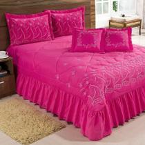 Kit Cobre Leito Casal Super King Desejos 07 Peças Bordado - Pink Kit Cobre Leito Casal Super King Desejos 07 Peças Bordado - Pink