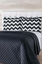 Kit Cobre Leito Chevron Casal 06 Peças Preto