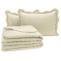 Kit Cobre Leito Colcha Alvorada King 3 Peças Percal 300 Fios Clássico - Palha Kit Cobre Leito Colcha Alvorada King 3 Peças Percal 300 Fios Clássico - Palha