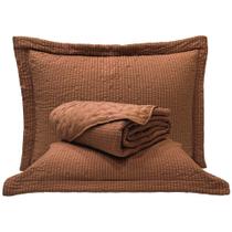 Kit Cobre Leito Colcha Anabela Queen Dupla Face Texturizado
