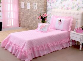 KIT Cobre Leito Colcha Bailarina Balé Infantil Menina Solteiro ~ 03 Peças