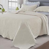 Kit Cobre Leito Colcha Basic Casal 3 Peças Dupla Face Liso Classic - Bege - 100% Poliéster