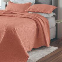 Kit Cobre Leito Colcha Basic Casal 3 Peças Dupla Face Liso Classic - Salmão Escuro - 100% Poliéster