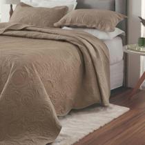 Kit Cobre Leito Colcha Basic King 3 Peças Dupla Face Liso Classic - Cáqui - 100% Poliéster