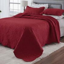 Kit Cobre Leito Colcha Basic King 3 Peças Dupla Face Liso Classic - Terracota - 100% Poliéster