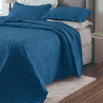Kit Cobre Leito Colcha Basic Queen 3 Peças Dupla Face Liso Classic - Azul Colbato - 100% Poliéster