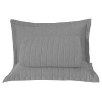 Kit Cobre Leito Colcha Bellini Queen Dupla Face Percal 300 Fios Textura Matelassê 3 Peças - Cinza Kit Cobre Leito Colcha Bellini Queen Dupla Face Percal 300 Fios Textura Matelassê 3 Peças - Cinza
