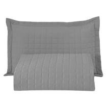 Kit Cobre Leito Colcha Bellini Solteiro Dupla Face Percal 300 Fios Textura Matelassê 2 Peças - Cinza