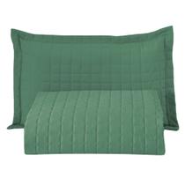 Kit Cobre Leito Colcha Bellini Solteiro Dupla Face Percal 300 Fios Textura Matelassê 2 Peças - Verde