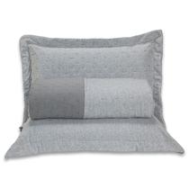 Kit Cobre Leito Colcha Blend Percal 300 Fios Dupla Face Linho Mesclado com Fronhas CASAL PADRÃO 03 Peças