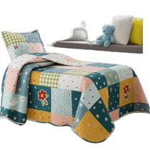 Kit Cobre Leito Colcha Bouti Solteiro Infantil 2 Peças - Margarida - 100% Poliéster