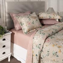 Kit Cobre Leito Colcha Boutis Queen 3 Peças Dupla Face Isabel Areia