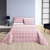 Kit Cobre Leito Colcha Brooklyn Solteiro Quadriculado Micropercal 200 Fios 2 Peças - Rosa Kit Cobre Leito Colcha Brooklyn Solteiro Quadriculado Micropercal 200 Fios 2 Peças - Rosa