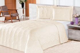 Kit Cobre Leito Colcha Cama Queen 3 Peças Dupla Face Matelado Rosas Palha Kit Cobre Leito Colcha Cama Queen 3 Peças Dupla Face Matelado Rosas Palha