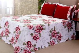 Kit Cobre Leito Colcha Cama Queen Size Bel 03 Peças Florido Ampola